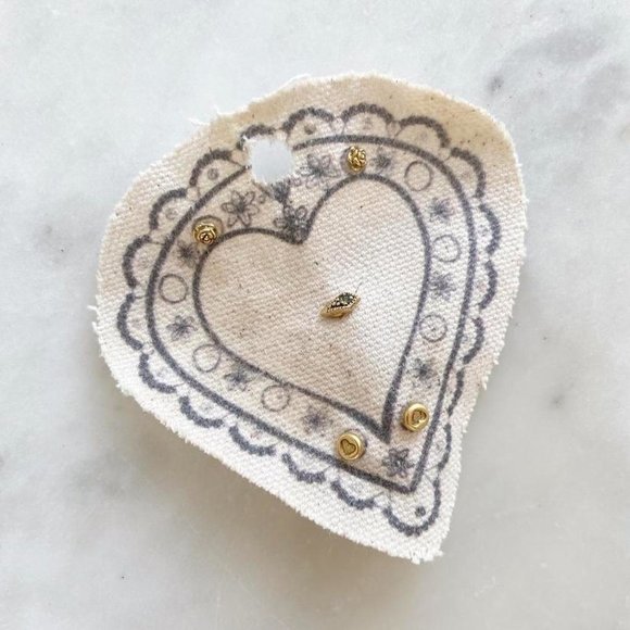 Anthropologie Rose and Heart Brass Stud Earring Set - Picture 2 of 3